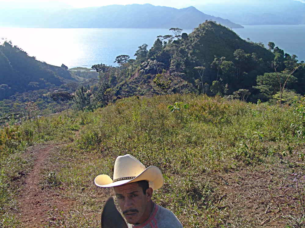 Lake with half hill n face